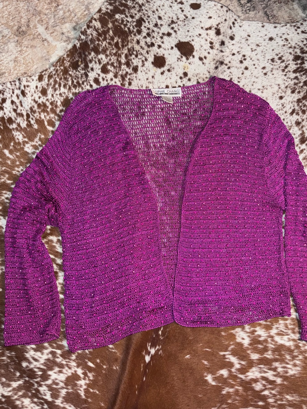 Vintage Fully Beaded Sophie Chang Purple Women's Cardigan